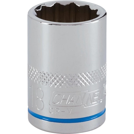 Channellock 1/2 In. Drive 18 mm 12-Point Shallow Metric Socket 397687
